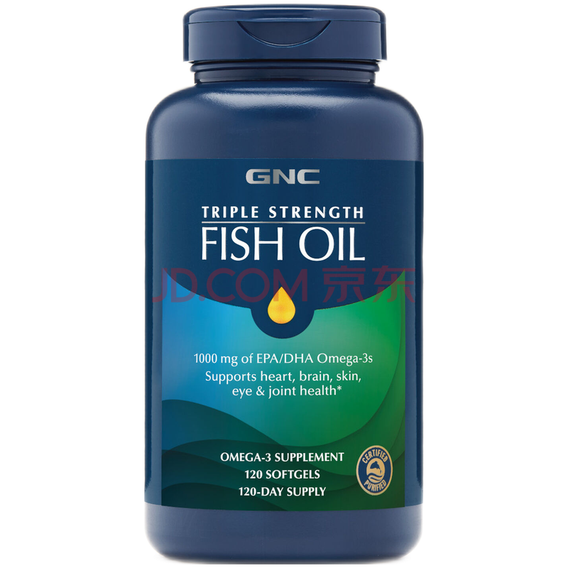 健安喜(gnc)三倍鱼油 omega-3 欧米茄-3软胶囊 120粒
