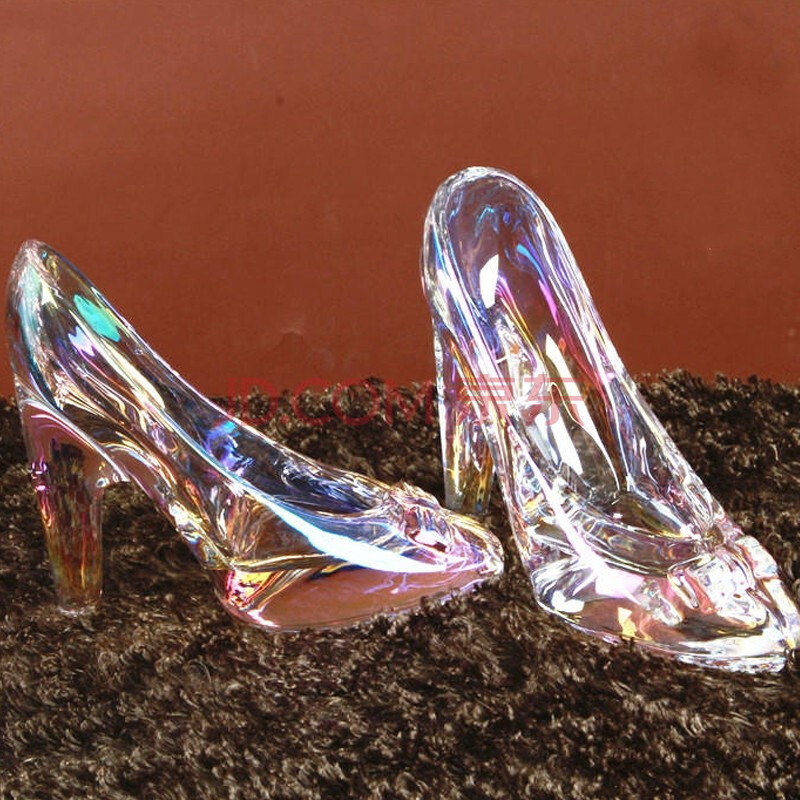 橡家北欧辛德瑞拉灰姑娘水晶玻璃鞋摆件创意家居装饰品生日礼物 七