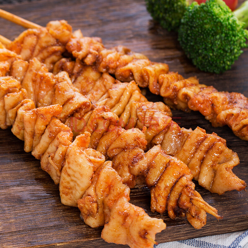 奥尔良鸡皮串蜜汁风味鸡皮烧烤鸡肉脆皮串20串新鲜冷冻鸡肉烧烤炸串
