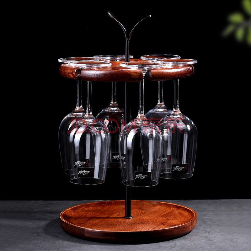 康之润红酒杯架倒挂酒杯架倒挂红酒架摆件酒杯架杯架6只装实木 双层