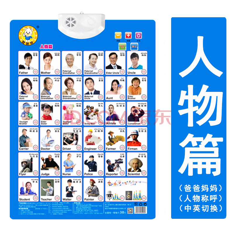 早教儿童汉语拼音字母表语音小孩发声墙贴 婴儿学说话有声挂图画 人物