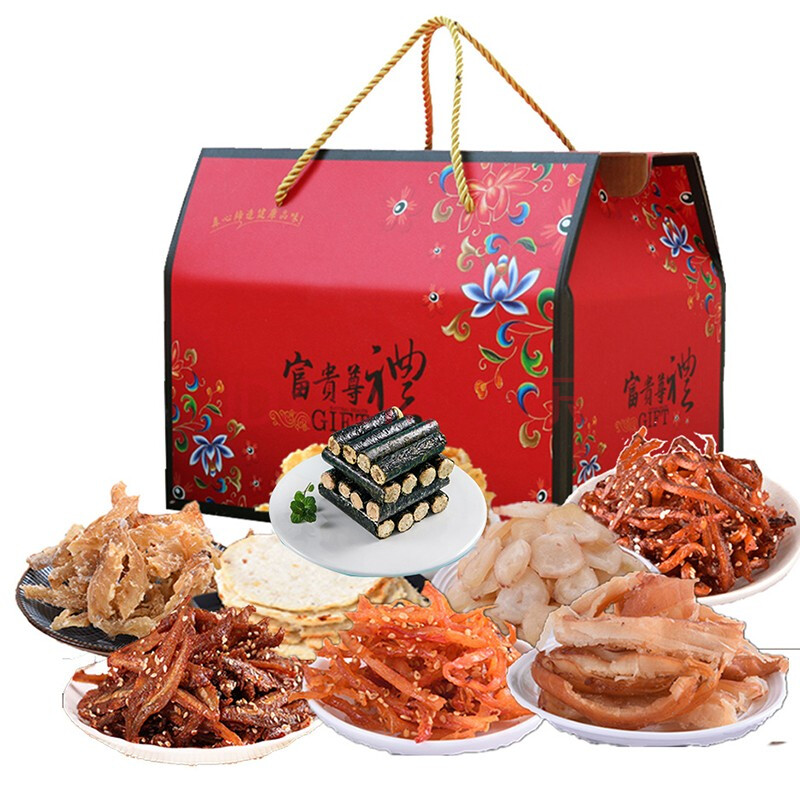 海鲜阁 青岛特产海鲜大礼包 即食干货礼盒 办公室了食小吃 送礼 8袋装