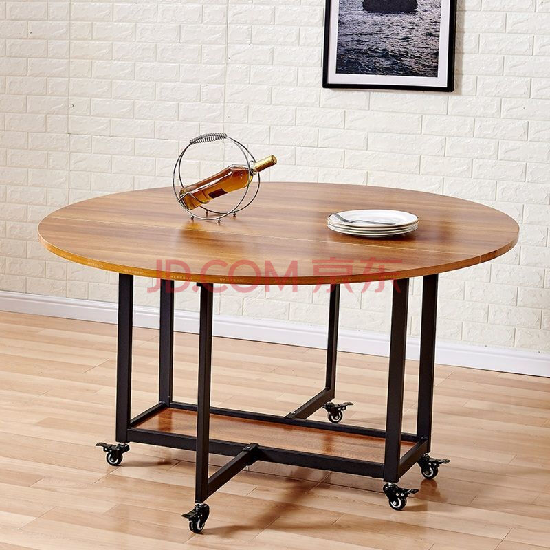 诺必隆折叠圆桌多功能8-10人简约餐桌圆桌面家用现代可收纳小户型靠墙