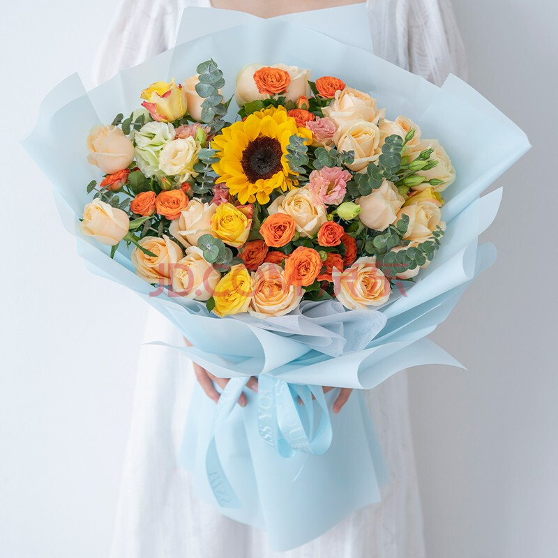 来一客鲜花速递红玫瑰香槟向日葵绣球韩式混搭抖音小红书ins网红花束