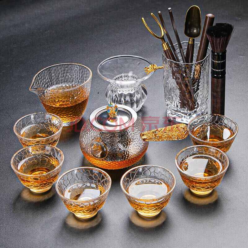 【轻奢高端】水晶茶具套装玻璃功夫茶具家用耐热侧把壶水晶盖碗茶杯泡