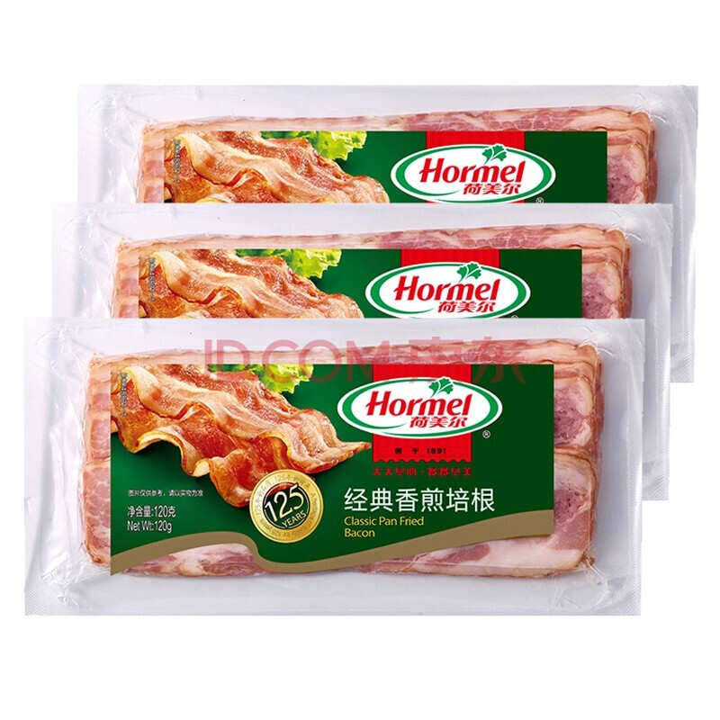 荷美尔香煎培根120g*3袋美式原切肉片小包装三明治早餐伴侣 1份