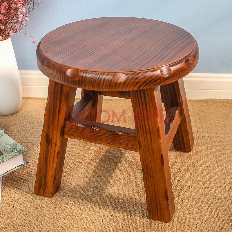 实木碳化小圆凳【图片 价格 品牌 报价】-京东