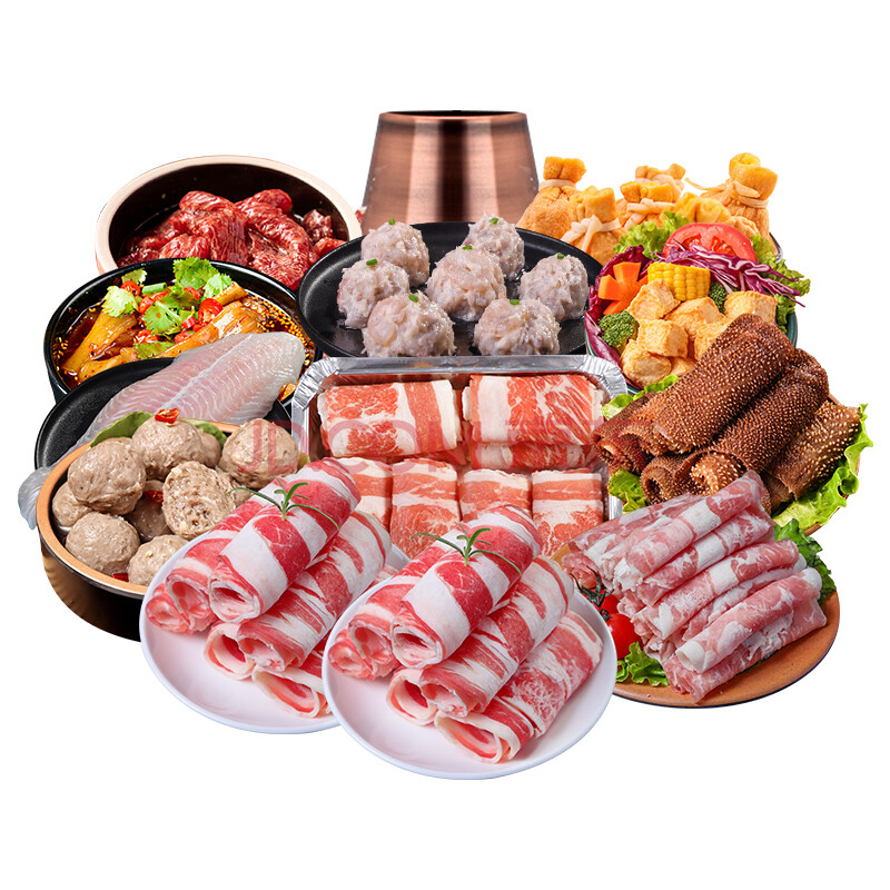 火锅食材组合套餐加量新鲜肥牛卷羊肉卷丸子组合涮火锅配菜6-8人