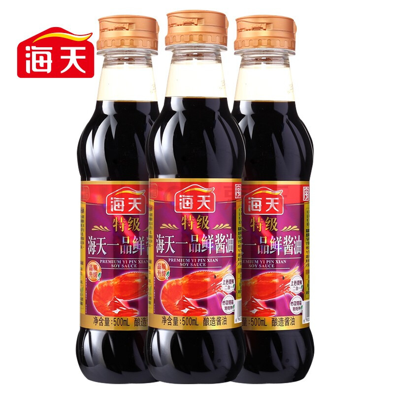 海天 特级一品鲜酱油500ml/瓶 炒菜凉拌海鲜调料厨房配方生抽调味 500