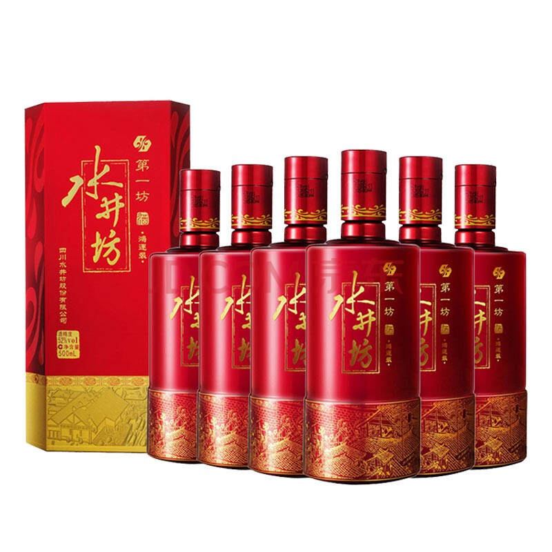 水井坊 高度白酒 浓香型 鸿运装 52度 500ml 整箱【图片 价格 品牌