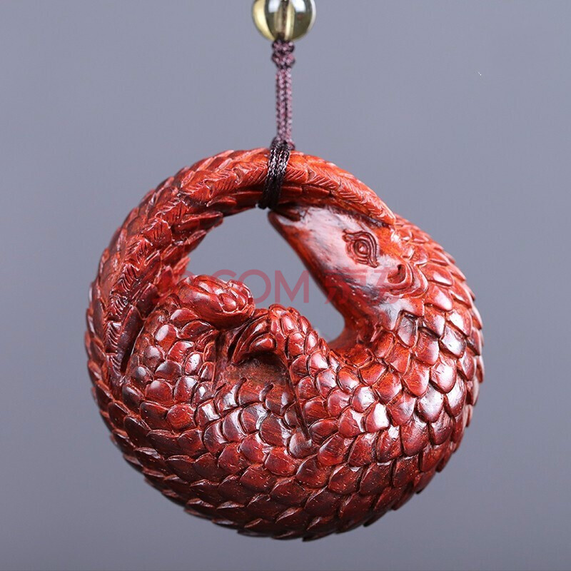 顶妃 穿山甲手把件 印度小叶紫檀木湘工手工雕刻小件文玩把玩物件