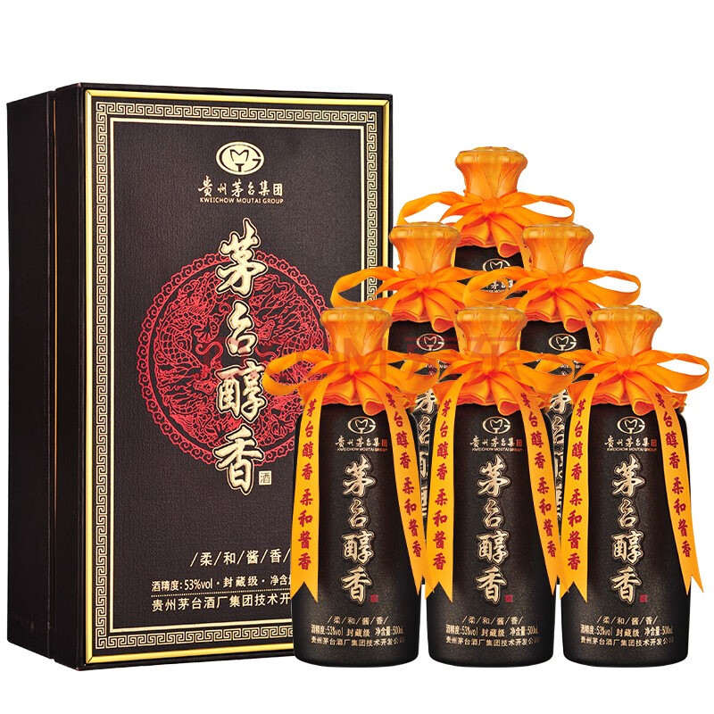 贵州茅台集团 茅台醇香 封藏级 53度柔和酱香型白酒 礼盒酒水 500ml*6