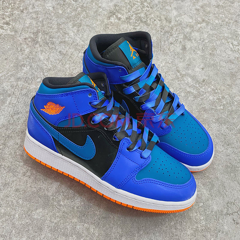 适配aj·1mid樱花粉烟灰高品质蓝橙黑影子三色拼接鞋带 蓝橙黑三色