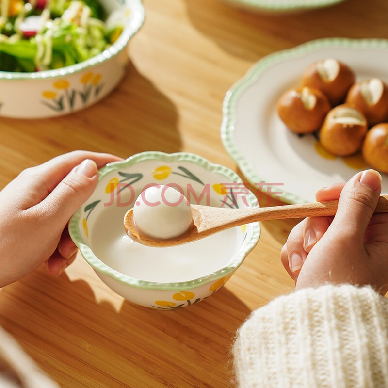 肆月日式花边碗具餐具套装小饭碗吃饭陶瓷碗家用汤碗面碗大号单个 4.