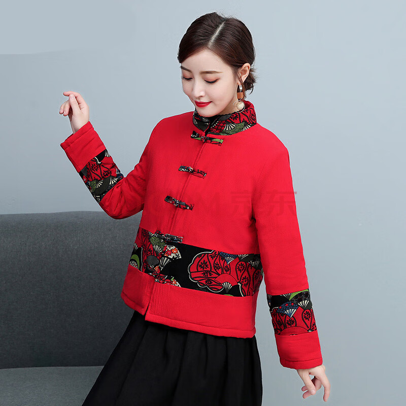 民族风短款刺绣夹棉棉衣中国风中式唐装小女加厚文艺复古风棉袄棉麻