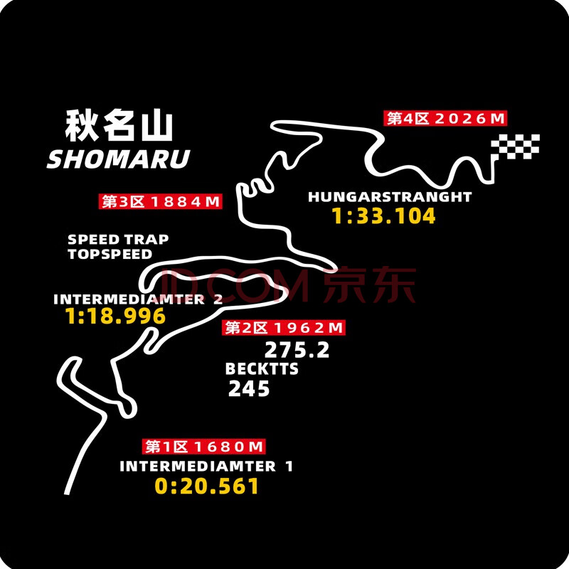 贴纸秋名山车贴穿越西藏后窗反光贴后挡风玻璃个性地图贴 秋名山白色