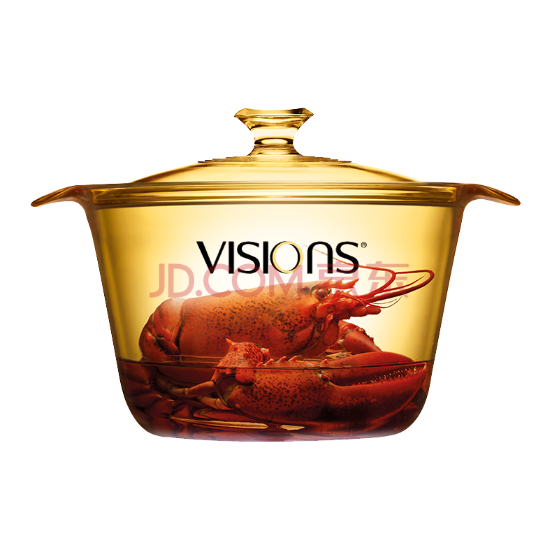 美国康宁pyrex百丽晶绽透明锅玻璃锅琥珀色锅具 透明玻璃汤锅 3.8l锅
