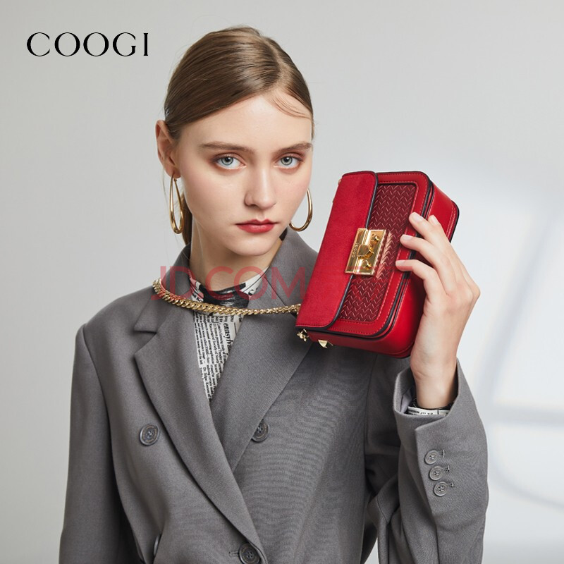 coogi奢侈品牌包包女包单肩包女时尚链条女士斜挎包百搭手工编织小方