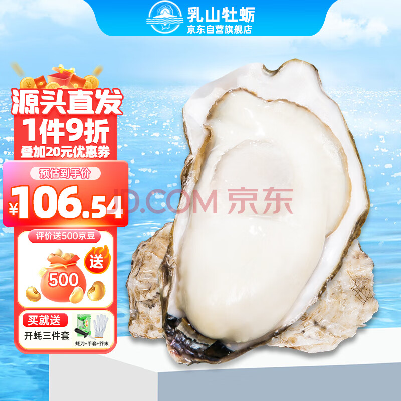 乳山牡蛎 鲜活乳山生蚝2XL号 单只120g起 净重5kg 35-40只装箱装