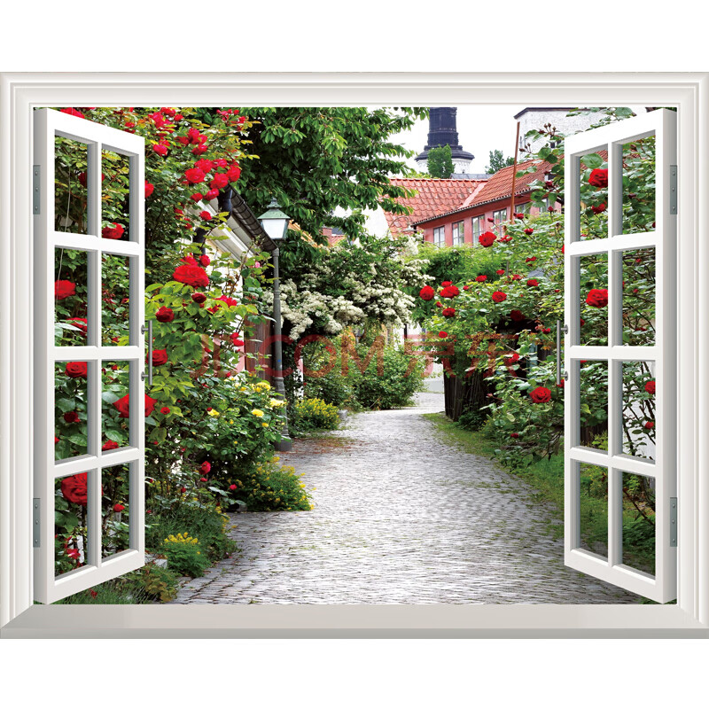 假窗户风景画 3d仿真立体假窗户墙贴纸客厅创意装饰墙贴画卧室海边
