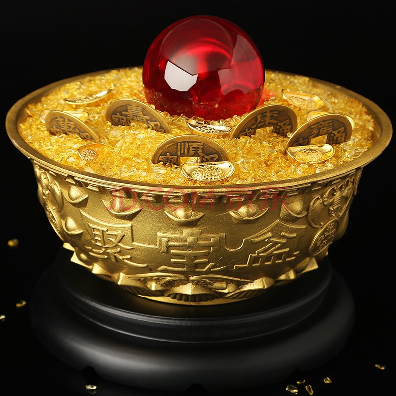 吉善缘 纯铜聚宝盆摆件 家居客厅酒柜玄关酒店办公室风水元宝店铺收银