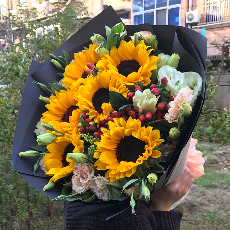 向日葵鲜花生日花束全国鲜花速递同城送花店 6朵向日葵花束-优雅