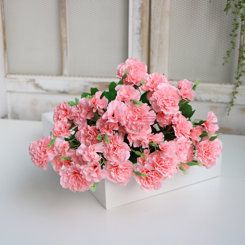 仿花康乃馨家居客厅装饰花塑料花假花绢花摆件 粉色四支