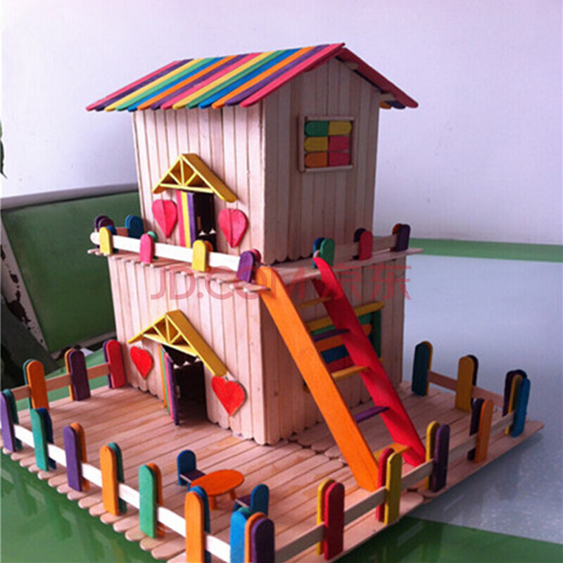 【京东好物】雪糕棒冰糕棍儿童手工制作模型房子材料包幼儿园材料