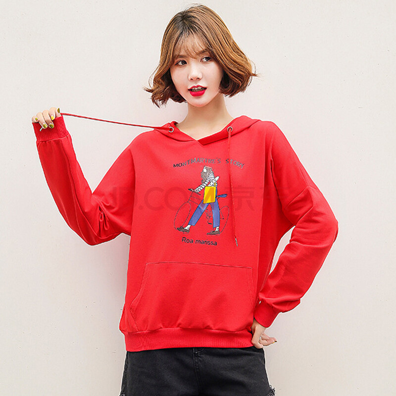 joy of joy 京东女装2019秋季新款女士宽松连帽卫衣韩版卡通衣服女装