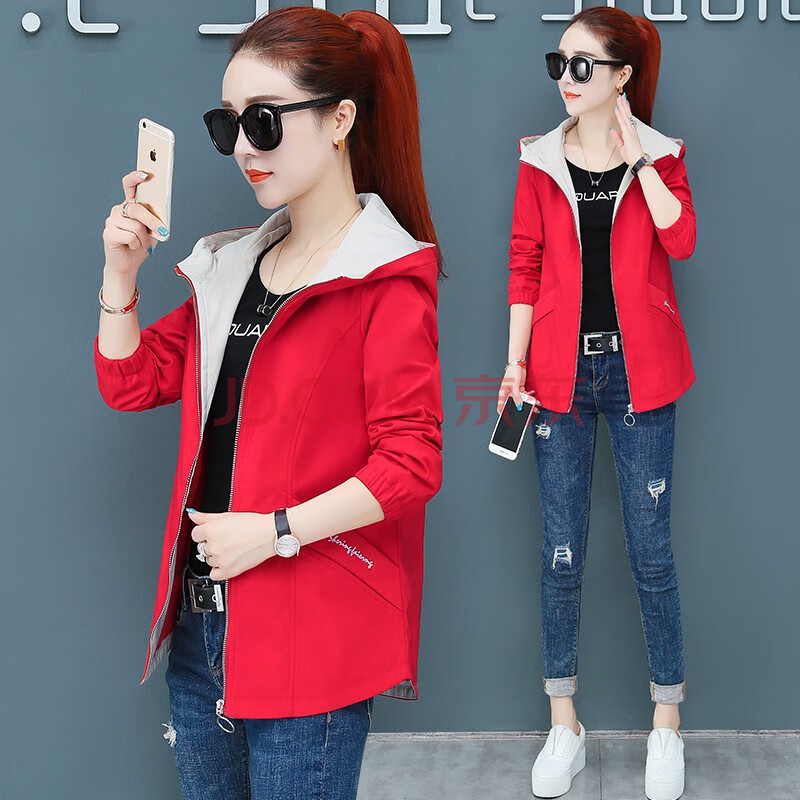 短外套女棒球服短款夹克衫女 红色 m【图片 价格 品牌 报价】-京东