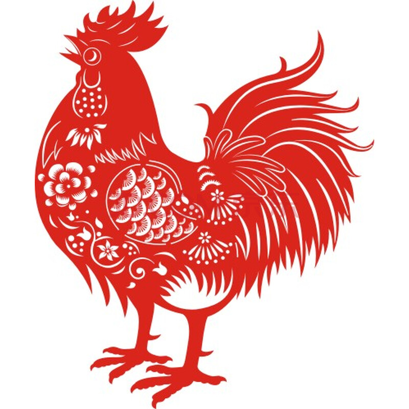 水月镜花 公鸡 剪纸画手工艺窗花贴福字装饰用品鸡年门贴年画贴纸 j