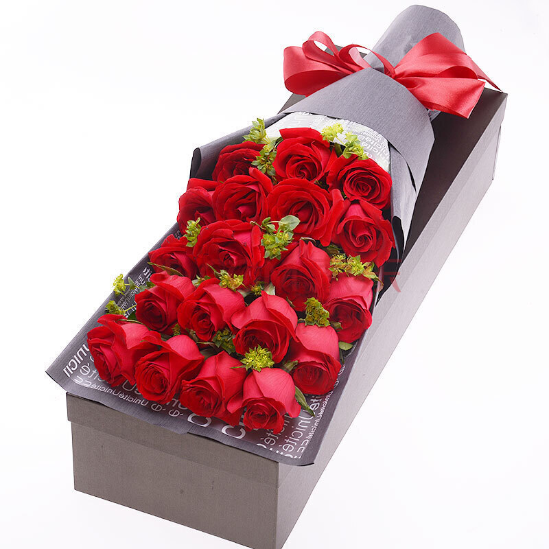 鲜花速递 鲜花 芷荷(zhihe) 鲜花速递11朵香槟红玫瑰花束礼盒北京上海