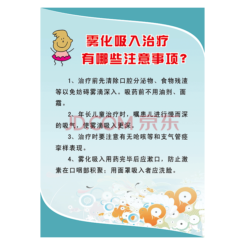 医院卫生室挂图宣传画海报雾化吸入治疗疗法简介展板贴纸墙贴画wsh ws