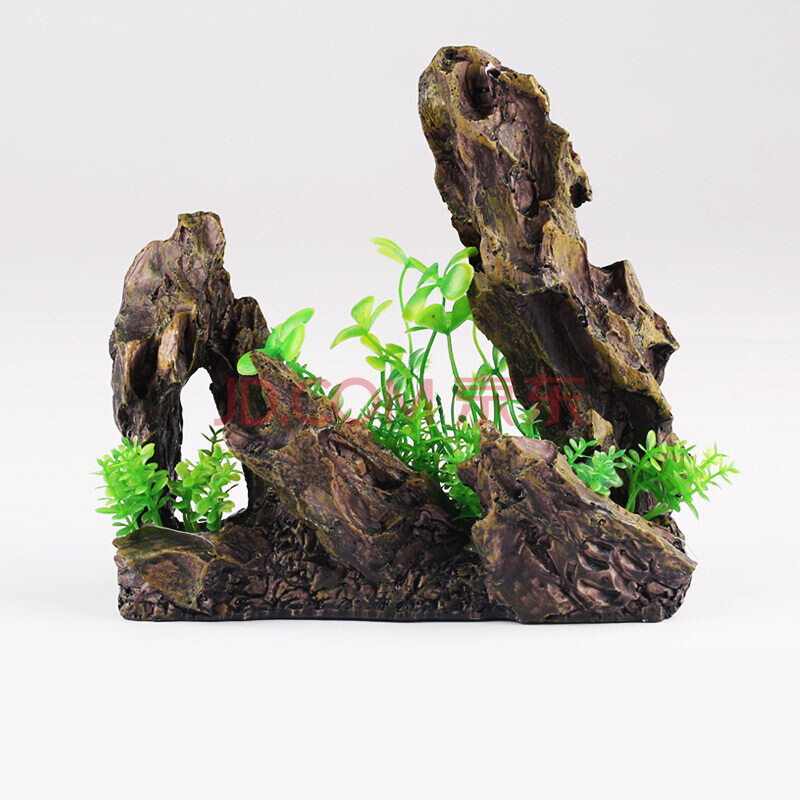 鱼缸造景装饰 仿真假山套餐 水族箱摆件 桌面金鱼缸仿真水草 假山景