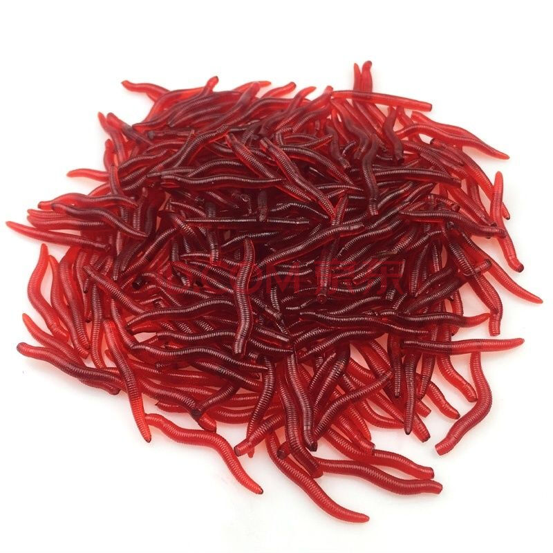 假蚯蚓腥味红虫仿生鱼饵仿真软饵 50只每包红色腥味蚯蚓