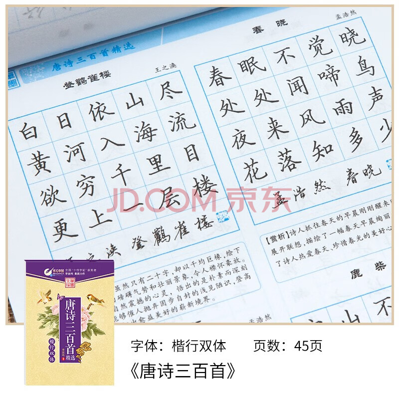 旭泽【精选品质】楷书字帖练字成年大学生正楷字帖行书行楷女生字体大气漂亮练字帖 楷行双体-[唐诗三百首]  字帖+消失笔8件套