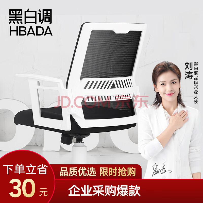                     Hbada 黑白调 HDNY137 电脑椅 白色                