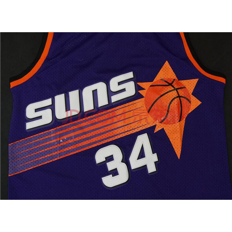 nba篮球复古 巴克利34 球衣 太阳 纳什13 刺绣款经典球衣 黑紫色2019