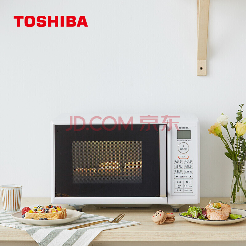  东芝（TOSHIBA） 微烤一体机 家用微波炉 变频小型多功能电烤箱烘焙 一级能效 OVEN立体烧烤 ER-T16CNW 白色