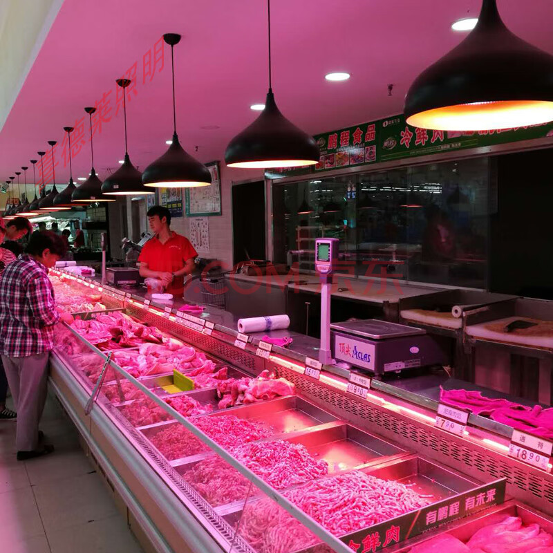 猪肉灯led超市生鲜灯蔬菜水果店灯超亮熟食卤肉海鲜吊灯照肉灯 红色
