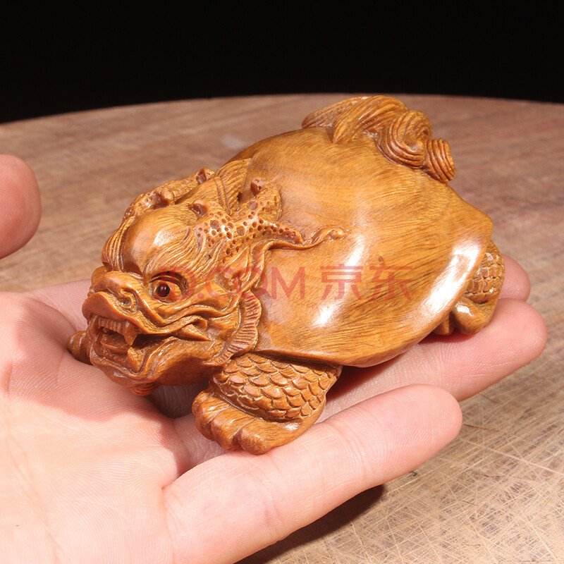 绿檀龙龟手把件男女随身文玩把玩件手工木雕工艺品小摆件