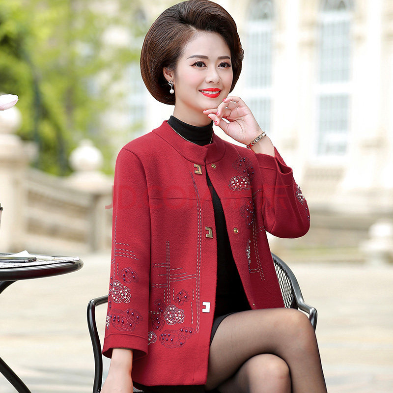 婆婆装婚礼服儿子结婚妈妈穿的喜庆衣服 妈妈秋装外套中老年上衣子