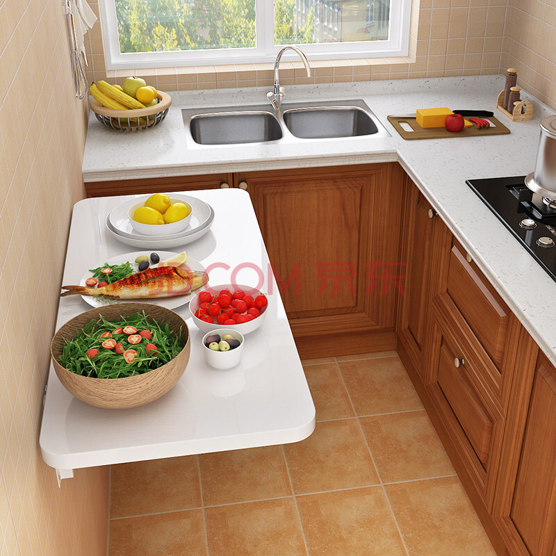 磲壁挂折叠桌餐桌简约隐形墙上吃饭桌家用小户型厨房操作台伸缩 80*30