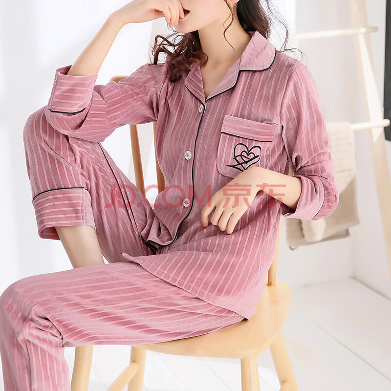 女士大码睡衣女200斤秋睡衣套装加肥加大码金丝绒睡衣女秋冬两件套装