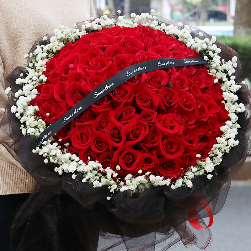 琐拉 鲜花速递52朵红玫瑰花束礼盒生日礼物全国同城配送表白求婚送花