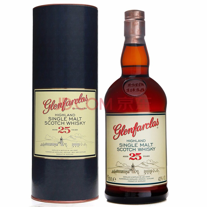 旗舰店格兰花格glenfarclas25年高地单一麦芽威士忌洋酒700ml1瓶装