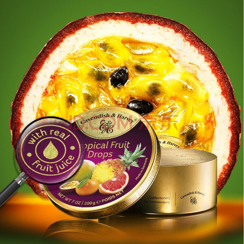 tropical fruit drops嘉云水果糖薄荷糖硬混合水果味糖礼盒装德国