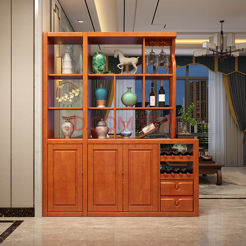 屏风酒柜双面隔断大厅客厅隔断柜双面进门玄关酒柜实木简约现代间厅柜