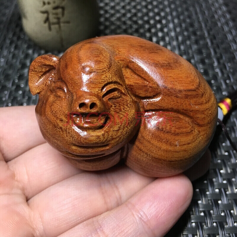 原木料老挝木雕葫芦手把件手玩件木雕工艺品挂件貔貅 花梨木*幸福小猪