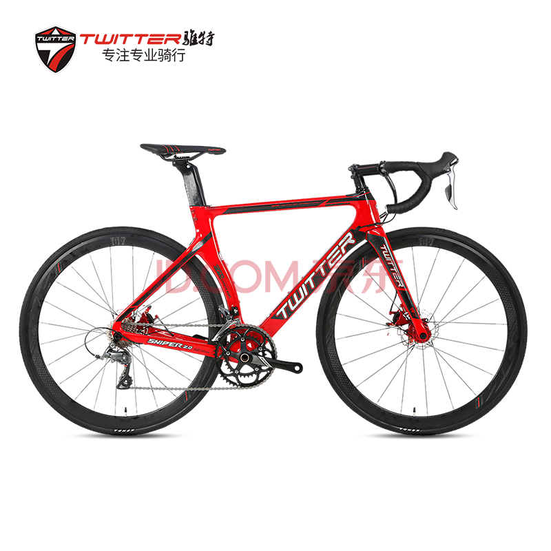 0 碟刹版碳纤公路车r2000-16变速男女越野竞速公路自行车 红色 46cm